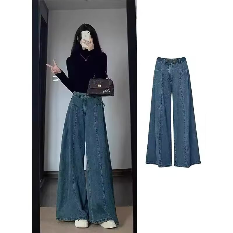 American Style Vintage High Waist Loose Fit Women's Jeans Spring Summer New Fashion Micro Flared Pants Versatile Low Bootcut